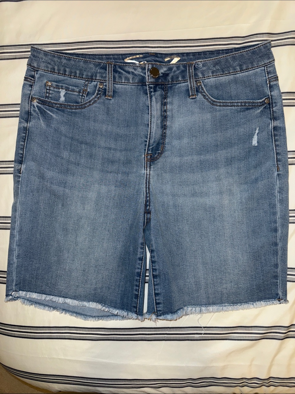 Seven7 Light Blue Denim Bermuda Shorts